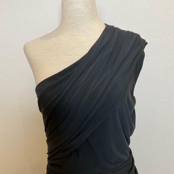 Alexander Wang Draped Ruched One Shoulder Dress Jersey in Black Size 8 - Picture 5 of 14